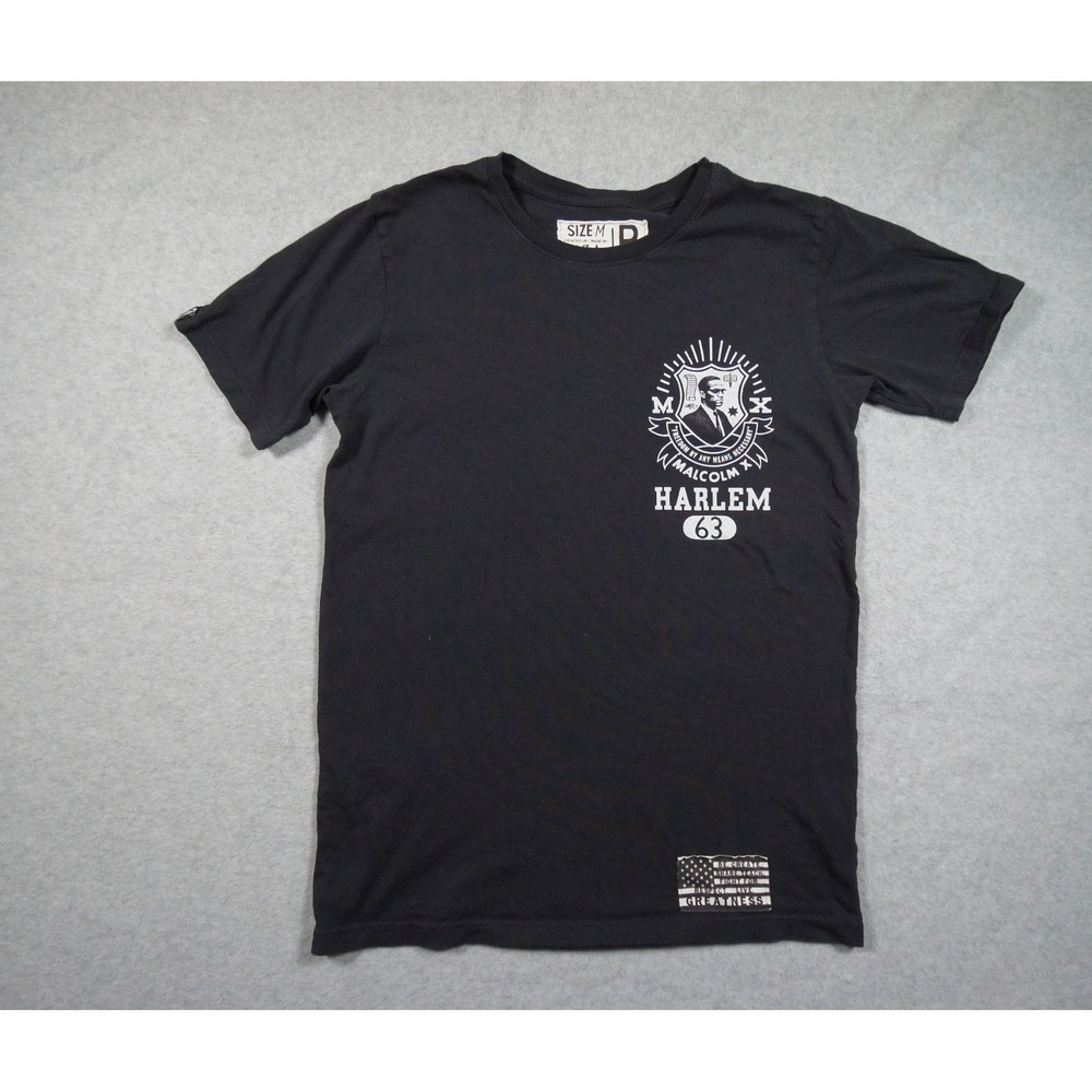 Roots of Fight Shirt Mens Medium Black Short Sleeve Malcom X Harlem Graphic Tee
